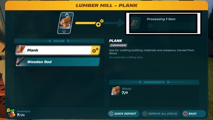 lego fortnite lumber mill menu plank collection section highlighted