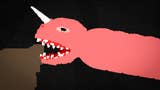 A rather-alarming looking long, pink, um, serpent. It's Nidhogg from Norse mythology but as if it had been drawn in MS Paint. And yes, there's a shade of rudeness about it.