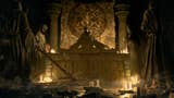 Resident Evil 4 remake review - inside a gothic room with candles on the floor and cloaked enemies